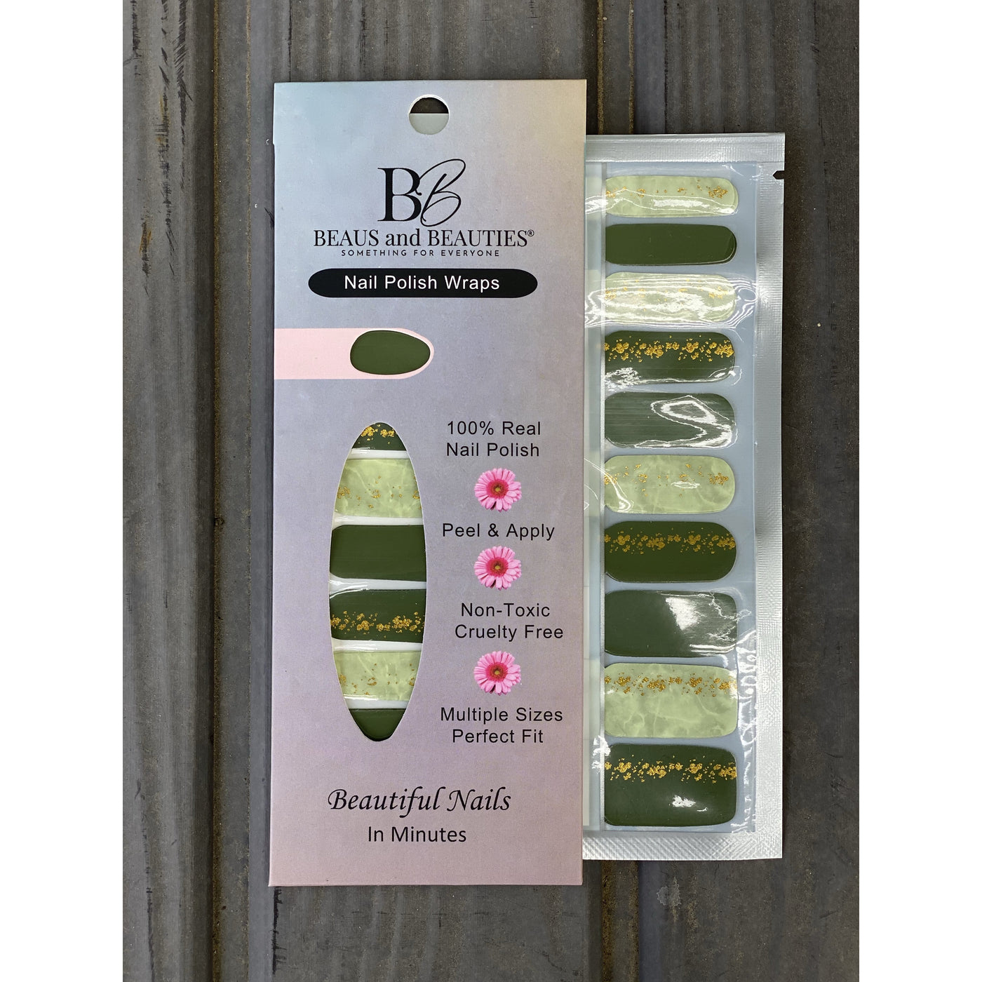 Jade with Gold Premium Nail Wrap 20 strips