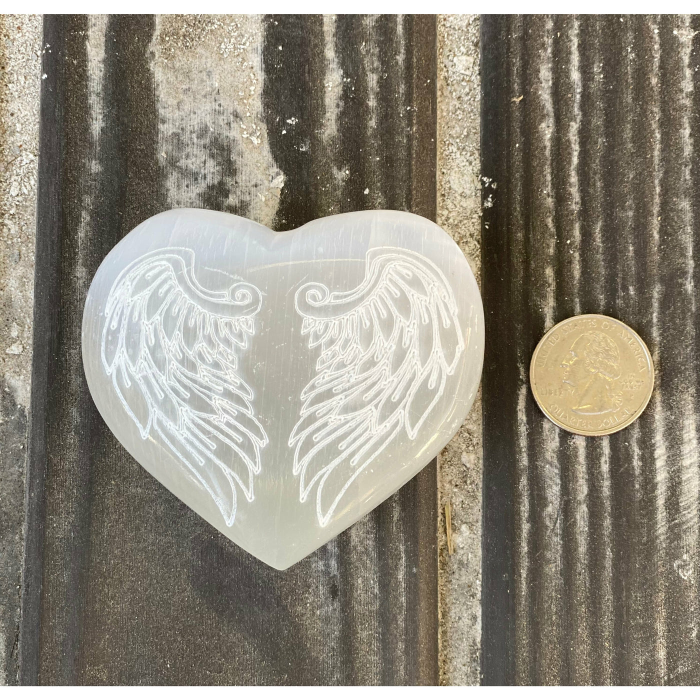 Selenite Hearts with Wing